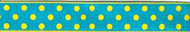 Aqua with Yellow Dots Satin Ribbon
