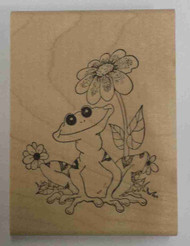 Daisy Frog Rubber Stamp - 140A03