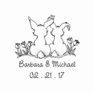Custom Love Bunnies Wedding Rubber Stamp