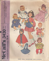 McCalls 3430 Doll Wardrobe Vintage Pattern