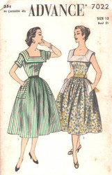 Factory Folded Vintage Advance 7022 Dress Sewing Pattern Size 13