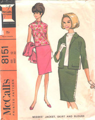 Uncut Vintage McCalls 8151 Misses Jacket Shirt and Blouse Sewing Pattern Size 12