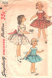 Vintage Simplicity 1500 Childs Dress Sewing Pattern Size 3