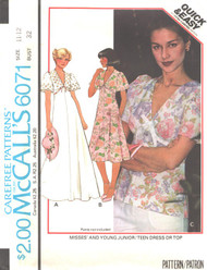Uncut  Vintage McCalls 6071 Misses Dress Sewing Pattern Size 11/12