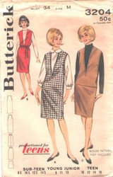 Butterick 3204 Misses Jumper, Pullover & Skirt Vintage Sewing Pattern Size 14