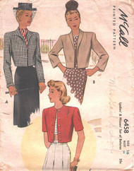 Vintage McCall 6458 Bolero Sewing Pattern Size 16