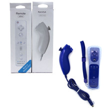 Wii MotionPlus Wiimote Controller + Nunchuk Bundle - Blue (Hexir)