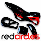 Black / Red Flame Super Dirt Bike Plastics Set