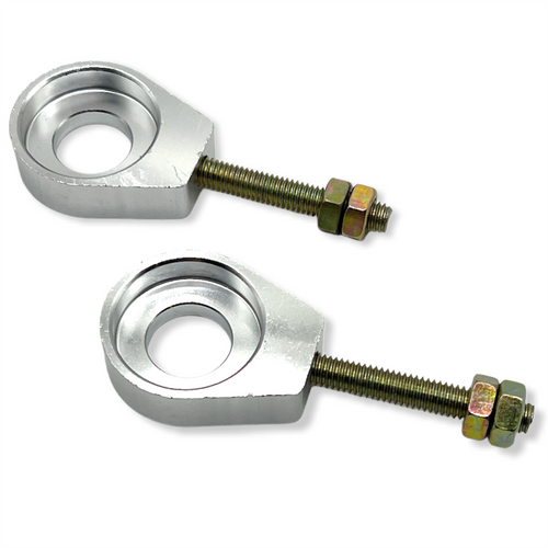 Silver 15mm Eyelet Pit Bike Chain Tensioners Red Circles Motorcycles