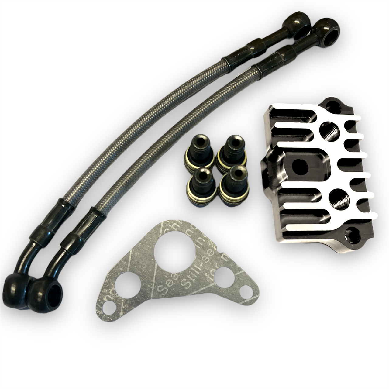 Black Pit Bike Oil Cooler Adapter Kit Red Circles Motorcycles Limited