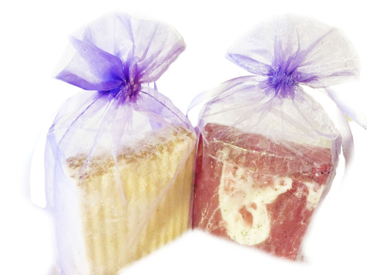 CLEANSING SOAPS:  Available in a number of different shapes and sizes including our massage-theme.  They are made from soap melt bases of shea butter, mango butter, goat milk, buttermilk, coconut oil, cocoa butter, glycerin, and a three-butter blend.  In crafting our soaps, we add, fragrance and essential oils, botanicals, natural coloring, and organic unrefined coconut oil to add moisture.  All soaps are packaged in an organza bag.  Soap dishes are sold separately and are not included in the purchase of our line of cleansing soaps (unless specified).  Customers:  Select the scent of your choice.  FOR EXTERNAL USE ONLY.