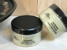 VEGAN BODY BUTTER (2 SCENTS AVAILABLE):  This formulation of our famous Body Butter is VEGAN and ALMOND-FREE for all of those with almond allergies. 

Select LAVENDER & ROSE (introduced last Mother's Day) 
JUST PEACHY (introduced during the summer)
BLACK AMBER & LAVENDER (introduced in the fall)

Nourish your body with the buttery goodness.  A little goes a long way to provide the moisture your body craves.  It is made with the finest natural ingredients that your body will love. Enjoy treating yourself to this nourishment daily.  You will not only enjoy how your skin feels but you are sure to have people saying to you, "wow, you smell good enough to eat! what is that you are wearing?"  It is sure to provide your skin with the nourishment it needs (in all climates) without leaving your skin feeling greasy.  It is a customer favorite!  Ingredients:  Proprietary blend of five natural butters including pure african shea butter, mango butter, monoi butter, cocoa butter, and hemp butter, beneficial oils of organic unrefined coconut oil, argan oil, and hemp seed oil; carnauba wax, aloe vera, vitamin E, essential oils, and fragrance oils.  Directions:  Apply a small amount of the nourishing body butter into the palm of your hand, rub together, apply to the desired body part, and massage into skin. FOR EXTERNAL USE ONLY.