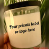 Your company's logo/label will appear here.  

Email us (ie.spa.indulgences@gmail.com) a jpeg of your logo/label or message.

We will send you a picture of the sample candle.  

At checkout, enter the scent.

Allow 7 days for processing.