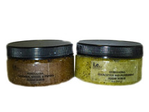 STIMULATING SUGAR SCRUB:  Remove the unwanted dead skin with this sugar scrub that is gentle enough to use once or twice a week as a face exfoliate or on the entire body for those with sensitive skin.  This sugar scrub may be used on the driest parts of the body including elbows, feet, and knees.  Where applied, the desired body part will be left moisturized and feeling soft.  Ingredients: Made with organic raw sugar, raw organic unrefined coconut oil, essential oils, green tea leaves, and vitamin E.  Green tea powder is added to the eucalyptus and mint scent.  Size:  11 oz. (312g).  Also available for a party favor is our Stimulating Sugar Scrub Mini (2 oz.).  Ask about bulk purchases and discount prices.  Customers:  You may also enjoy using this blend on hands and feet prior to using the Soothing Body Bar Scrub. You will feel a nice tingling sensation from the eucalyptus and mint scent.  Pregnant women should consult their physician before using any products containing peppermint essential oils.  FOR EXTERNAL USE ONLY.