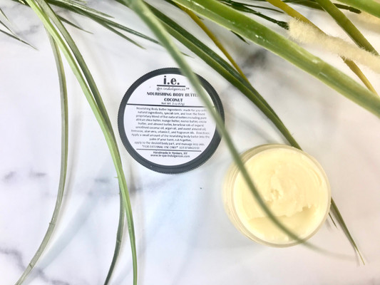 NOURISHING BODY BUTTER MINI:  This Nourishing Body Butter Mini is the perfect item to give as a party favor for a Bridal Party, Spa Party, Anniversary Party, Birthday Party, Gift for Teachers, Church Functions, Auxiliary Groups, Thank You Gifts, Baby Shower Gifts, or Office Gifts.  It is our famous body butter in a mini.  Friends, family, Teachers, Colleagues, Associates, will love this buttery goodness that nourishes the body. It is made with the finest natural ingredients that your body will love.  Enjoy treating yourself to this nourishment daily.  You will not only enjoy how your skin feels but you are sure to have people saying to you, "wow, you smell so good! what is that you are wearing?"  It is sure to provide your skin with the nourishment it needs in all climates.  Proprietary blend of five natural butters including pure african shea butter, mango butter, monoi butter, cocoa butter, and almond butter, beneficial oils of organic unrefined coconut oil, argan oil, and sweet almond oil; beeswax (in warmer climates), aloe vera, vitamin E and fragrance and essential oils.  Size:  2 oz (57 g).  Customers:  Minimum 10 purchase of this item.   Ask about bulk pricing, special blends, and custom labeling for these special events.