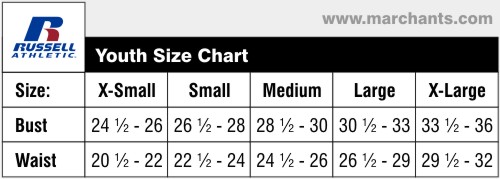 Russell Sweatpants Size Chart