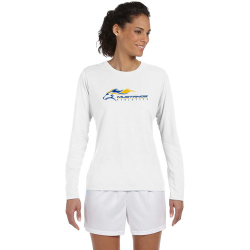 SMK Gildan Women's Performance Long Sleeve T Shirt - White ( SMK-202-WH)