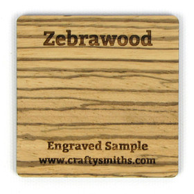 Zebrawood - Tier 6 Exotic Hardwood - Engraved Sample Chip
