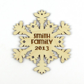 "Icy Blast" Personalized Wood Snowflake Ornament