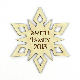 "Star" Personalized Wood Snowflake Ornament