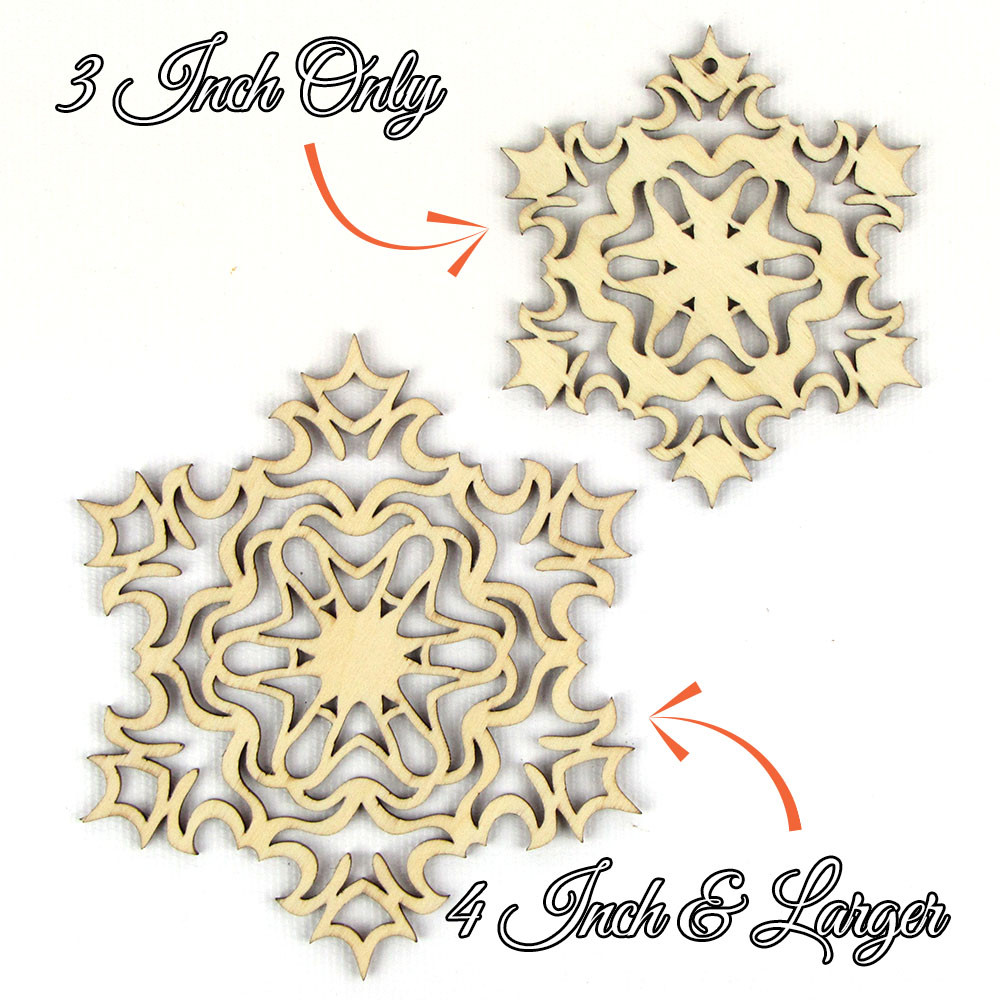 Wooden Snow Flake For Hanging 6mm Thick 