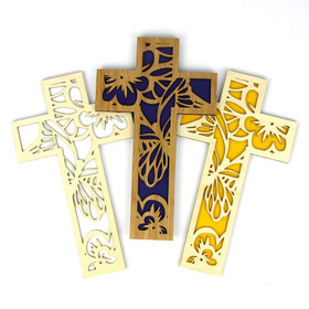 Colorful Layered Cross in Birch or Bamboo - Ready to Hang!