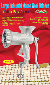 Meat Grinder, #8, Electroplated Tin Finish
