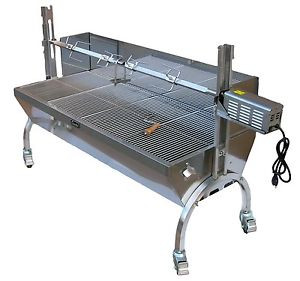 Stainless Steel Spit Rotisserie with backplate 100lbs (Angle) - Latin Touch