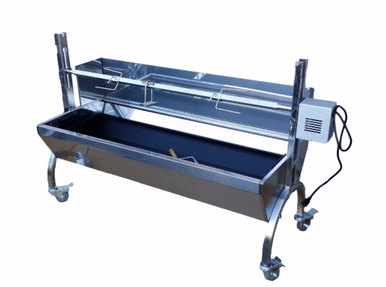 Stainless Steel Spit Rotisserie with backplate 80 lbs (Angle) - Latin Touch