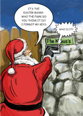 Santa at Gate - 1586 Funny Christmas Cards  6 Pack