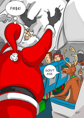 Santa Flies Commercial Christmas - 1618 Hilarious Christmas Cards 6 Pack