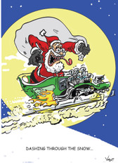 Racing through the Snow -1547 Funny Christmas Cards  6 Pack