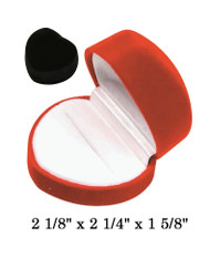 Soft Flocked Black Velour Large Heart Ring Box