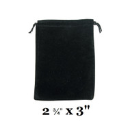 Black Ultra-Soft Velvet Drawstring Bags - 12 Bags/Pk (2 3/4" x 3"H)