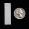 Individual 1/2" x 1 3/4" Vertical Rectangular Self Adhesive Plain Label next to a U.S. Quarter.