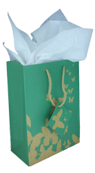 Green Kraft Butterfly Tote Bag - 8" x 5" x 10"H (10Bags/Pack)