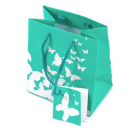 White Butterfly Spot Coating Tote Gift Bag - 4" x 2 3/4" x 4 1/2"H