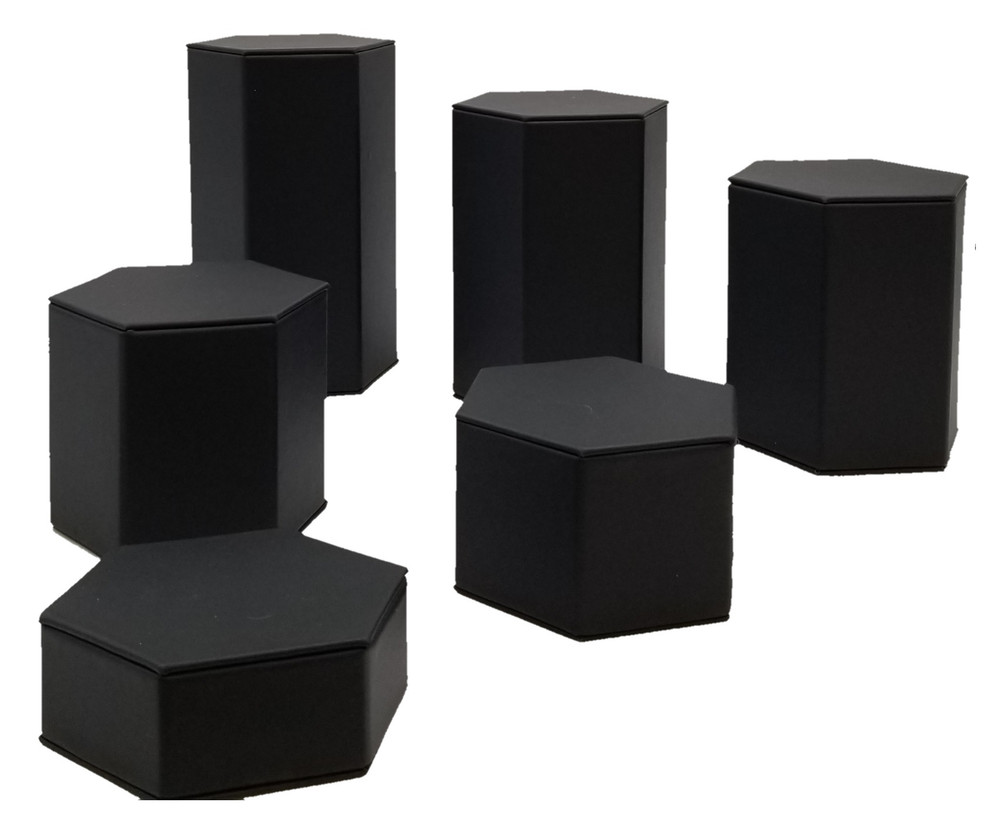 Inc 6 Piece Deluxe Hexagon Shaped Black Leatherette Risers Set 888 Display USA