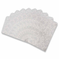 Fancy Silver Paisley Pattern on White Kraft Flat Paper Bags - 6" x 9" - 100Bags/Pack
