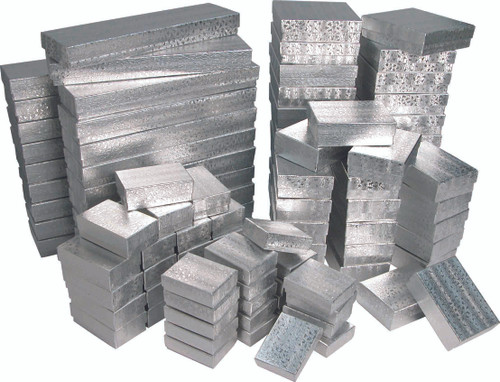 Stacks of Silver Foil Cotton Filled Boxes