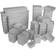 10 Boxes-Silver Linen Cotton Filled Boxes