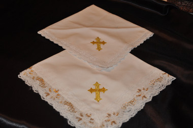 White Cotton Hankies with Golden Cross