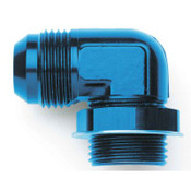 Fitting, Adapter, 90 Degree, 12 AN Male to 12 AN Male O-Ring, Low Profile, Aluminum, Blue Anodize, Each 