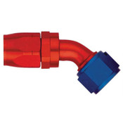 Fitting, Hose End, AQP/Starlite, 45 Degree, 16 AN Hose to 16 AN Female Swivel, Aluminum, Blue / Red Anodize, Each 