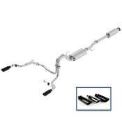 2015- 2019 F-150 5.0L CAT-BACK TOURING EXHAUST SYSTEM - REAR EXIT, BLACK CHROME TIPS  M-5200-F1550DTBA