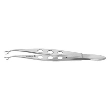 Bores U-Shaped Fixation Forceps 3mm Spread 0.12mm, 1x2 Teeth, Curved - S5-1449

