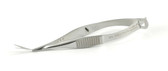 Vannas Angled Forward Capsulotomy Scissors, Serrated Handle With Polished Finish, 6mm Blades, Sharp Pointed Tips, 9mm Mid Screw To Tip, And Overall Length Of 3 3/8" (85mm)