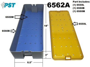 PST Micro Instrument Sterilization Tray 6.5'' x 18.0'' x 3.0'' (6562A)