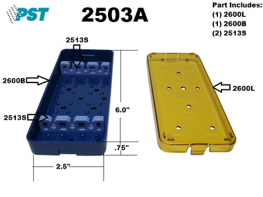 PST Knife Sterilization Tray 2.5'' x 6.0'' x 0.75'' (3 Slots ) (2503A)