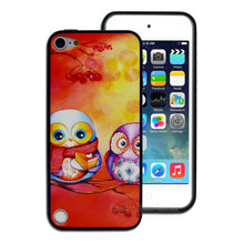 Orange Two Owls Printed Case for Apple iPod Touch 5th Gen